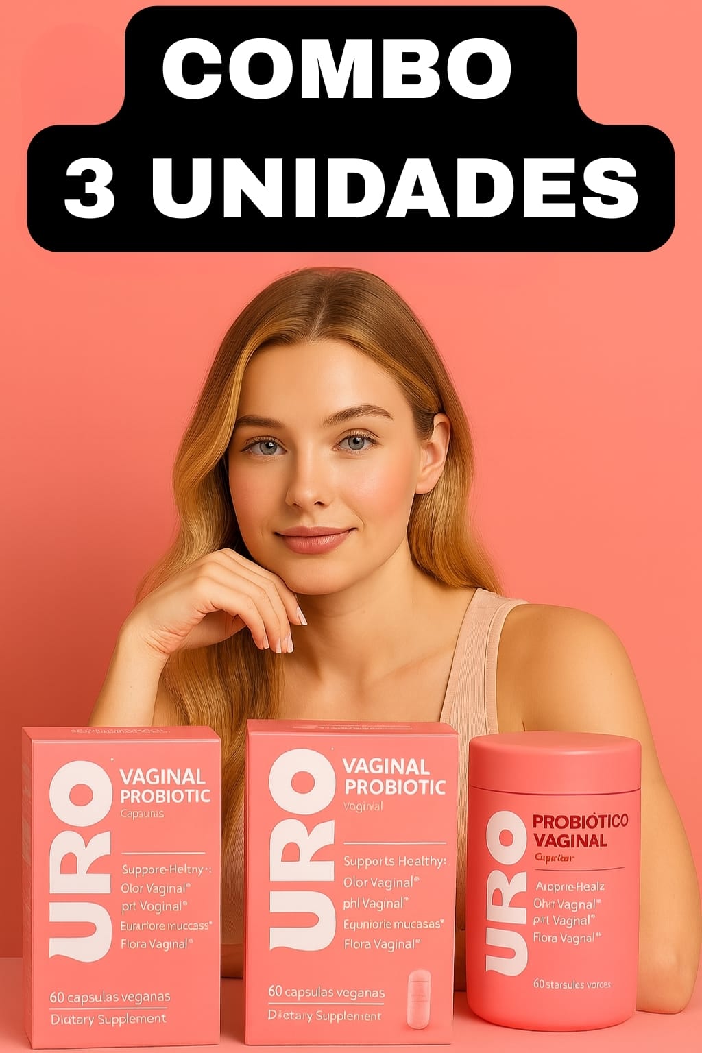 🌸 URO Probiótico Vaginal Vegano – COMBO 3 Frascos | Equilibrio y Bienestar Íntimo